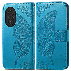 Coque Portefeuille Papillon Livre Cuir Etui Clapet pour Huawei Nova 9 SE Bleu