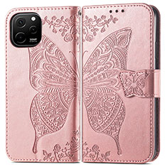 Coque Portefeuille Papillon Livre Cuir Etui Clapet pour Huawei Nova Y61 Or Rose