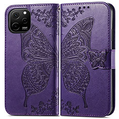 Coque Portefeuille Papillon Livre Cuir Etui Clapet pour Huawei Nova Y61 Violet