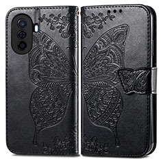 Coque Portefeuille Papillon Livre Cuir Etui Clapet pour Huawei Nova Y70 Noir