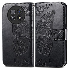 Coque Portefeuille Papillon Livre Cuir Etui Clapet pour Huawei Nova Y91 Noir