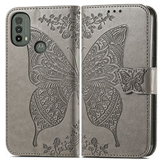 Coque Portefeuille Papillon Livre Cuir Etui Clapet pour Motorola Moto E30 Gris