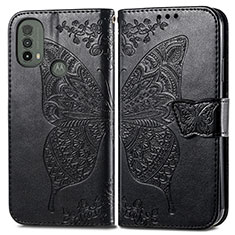 Coque Portefeuille Papillon Livre Cuir Etui Clapet pour Motorola Moto E40 Noir