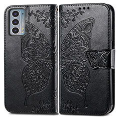 Coque Portefeuille Papillon Livre Cuir Etui Clapet pour Motorola Moto Edge 20 5G Noir