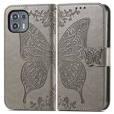 Coque Portefeuille Papillon Livre Cuir Etui Clapet pour Motorola Moto Edge 20 Lite 5G Gris