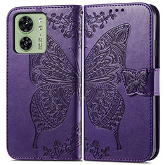 Coque Portefeuille Papillon Livre Cuir Etui Clapet pour Motorola Moto Edge (2023) 5G Violet