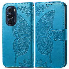 Coque Portefeuille Papillon Livre Cuir Etui Clapet pour Motorola Moto Edge 30 Pro 5G Bleu