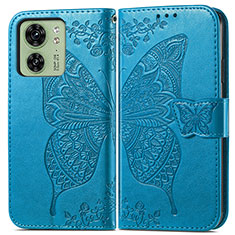 Coque Portefeuille Papillon Livre Cuir Etui Clapet pour Motorola Moto Edge 40 5G Bleu