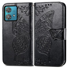 Coque Portefeuille Papillon Livre Cuir Etui Clapet pour Motorola Moto Edge 40 Neo 5G Noir