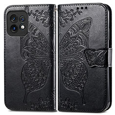 Coque Portefeuille Papillon Livre Cuir Etui Clapet pour Motorola Moto Edge 40 Pro 5G Noir