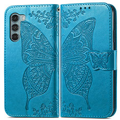 Coque Portefeuille Papillon Livre Cuir Etui Clapet pour Motorola Moto Edge S30 5G Bleu