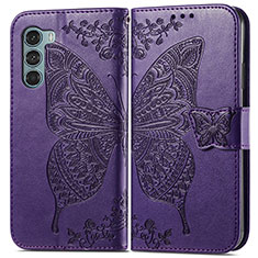 Coque Portefeuille Papillon Livre Cuir Etui Clapet pour Motorola Moto Edge S30 5G Violet