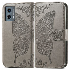 Coque Portefeuille Papillon Livre Cuir Etui Clapet pour Motorola Moto G 5G (2023) Gris