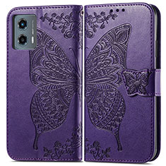 Coque Portefeuille Papillon Livre Cuir Etui Clapet pour Motorola Moto G 5G (2023) Violet