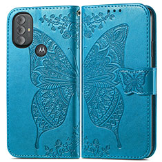 Coque Portefeuille Papillon Livre Cuir Etui Clapet pour Motorola Moto G Play (2023) Bleu