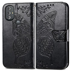 Coque Portefeuille Papillon Livre Cuir Etui Clapet pour Motorola Moto G Play (2023) Noir