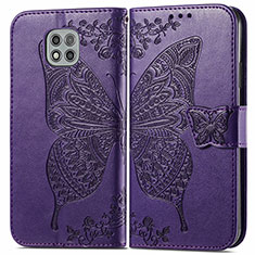 Coque Portefeuille Papillon Livre Cuir Etui Clapet pour Motorola Moto G Power (2021) Violet