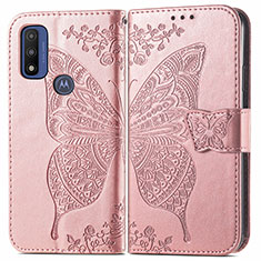 Coque Portefeuille Papillon Livre Cuir Etui Clapet pour Motorola Moto G Pure Rose