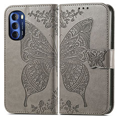 Coque Portefeuille Papillon Livre Cuir Etui Clapet pour Motorola Moto G Stylus (2022) 4G Gris