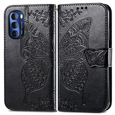 Coque Portefeuille Papillon Livre Cuir Etui Clapet pour Motorola Moto G Stylus (2022) 4G Noir