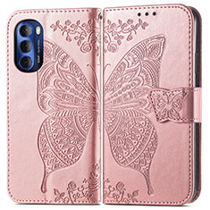 Coque Portefeuille Papillon Livre Cuir Etui Clapet pour Motorola Moto G Stylus (2022) 4G Rose