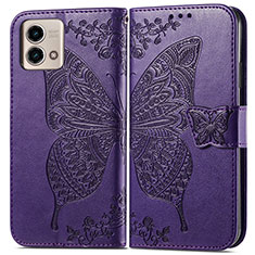 Coque Portefeuille Papillon Livre Cuir Etui Clapet pour Motorola Moto G Stylus (2023) 4G Violet