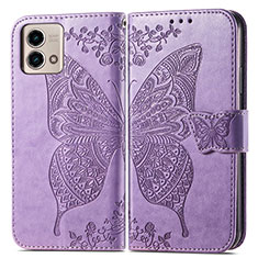 Coque Portefeuille Papillon Livre Cuir Etui Clapet pour Motorola Moto G Stylus (2023) 4G Violet Clair