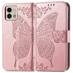 Coque Portefeuille Papillon Livre Cuir Etui Clapet pour Motorola Moto G Stylus (2023) 5G Or Rose