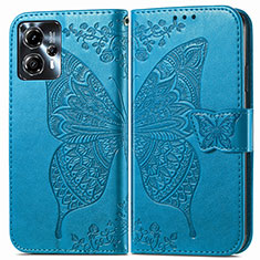 Coque Portefeuille Papillon Livre Cuir Etui Clapet pour Motorola Moto G13 Bleu