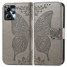 Coque Portefeuille Papillon Livre Cuir Etui Clapet pour Motorola Moto G13 Gris