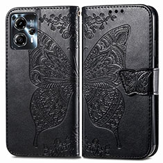 Coque Portefeuille Papillon Livre Cuir Etui Clapet pour Motorola Moto G13 Noir