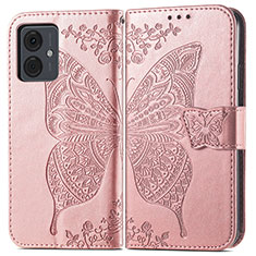 Coque Portefeuille Papillon Livre Cuir Etui Clapet pour Motorola Moto G14 Or Rose