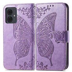 Coque Portefeuille Papillon Livre Cuir Etui Clapet pour Motorola Moto G14 Violet Clair