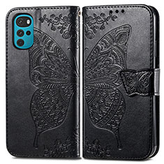 Coque Portefeuille Papillon Livre Cuir Etui Clapet pour Motorola Moto G22 Noir