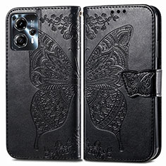 Coque Portefeuille Papillon Livre Cuir Etui Clapet pour Motorola Moto G23 Noir