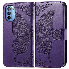 Coque Portefeuille Papillon Livre Cuir Etui Clapet pour Motorola Moto G31 Violet