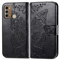 Coque Portefeuille Papillon Livre Cuir Etui Clapet pour Motorola Moto G40 Fusion Noir