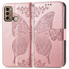 Coque Portefeuille Papillon Livre Cuir Etui Clapet pour Motorola Moto G40 Fusion Rose