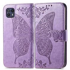 Coque Portefeuille Papillon Livre Cuir Etui Clapet pour Motorola Moto G50 5G Violet Clair