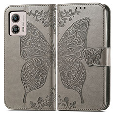 Coque Portefeuille Papillon Livre Cuir Etui Clapet pour Motorola Moto G53 5G Gris