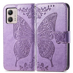 Coque Portefeuille Papillon Livre Cuir Etui Clapet pour Motorola Moto G53 5G Violet Clair