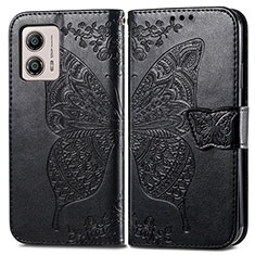 Coque Portefeuille Papillon Livre Cuir Etui Clapet pour Motorola Moto G53y 5G Noir