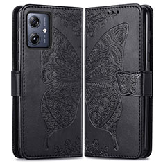 Coque Portefeuille Papillon Livre Cuir Etui Clapet pour Motorola Moto G54 5G Noir