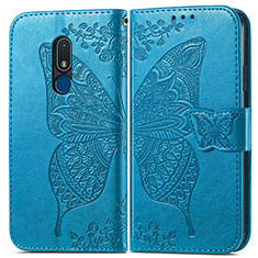 Coque Portefeuille Papillon Livre Cuir Etui Clapet pour Nokia C3 Bleu