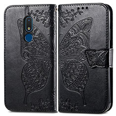 Coque Portefeuille Papillon Livre Cuir Etui Clapet pour Nokia C3 Noir