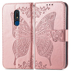 Coque Portefeuille Papillon Livre Cuir Etui Clapet pour Nokia C3 Or Rose