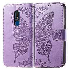 Coque Portefeuille Papillon Livre Cuir Etui Clapet pour Nokia C3 Violet Clair