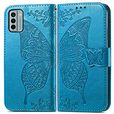 Coque Portefeuille Papillon Livre Cuir Etui Clapet pour Nokia G22 Bleu