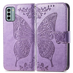 Coque Portefeuille Papillon Livre Cuir Etui Clapet pour Nokia G22 Violet Clair