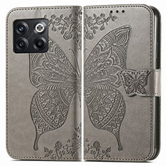 Coque Portefeuille Papillon Livre Cuir Etui Clapet pour OnePlus 10T 5G Gris